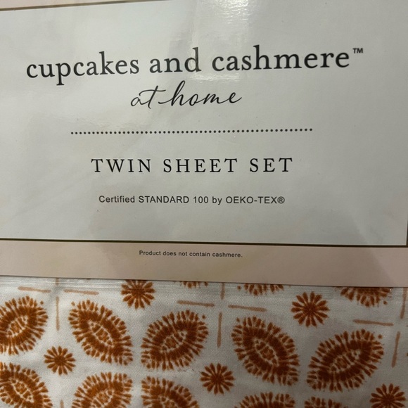 Cupcakes & Cashmere Burnt Orange Abstract Patterned Twin Sheet Set NWT - Picture 3 of 7